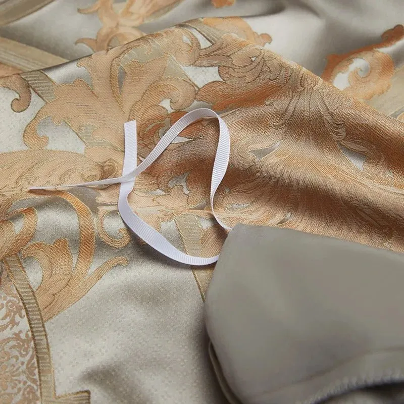 Silk-Like Satin 4-Piece Duvet Cover Set with Double Stitching & Pillowcases