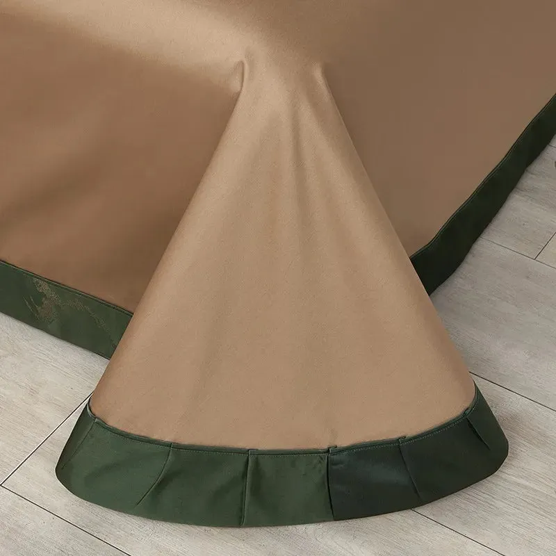 Silk-Like Satin 4-Piece Duvet Cover Set with Double Stitching & Pillowcases