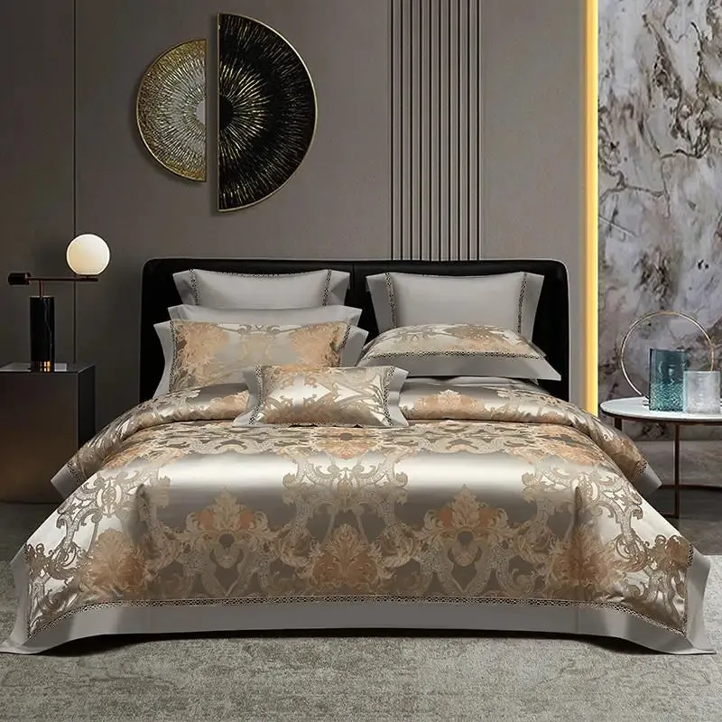 Silk-Like Satin 4-Piece Duvet Cover Set with Double Stitching & Pillowcases