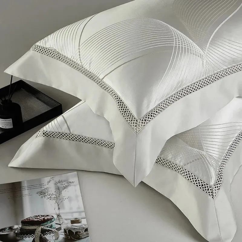 Silk-Like Satin 4-Piece Duvet Cover Set with Double Stitching & Pillowcases