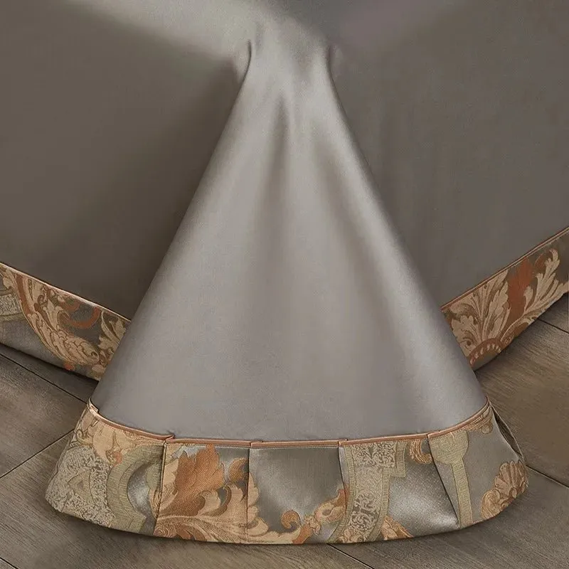 Silk-Like Satin 4-Piece Duvet Cover Set with Double Stitching & Pillowcases