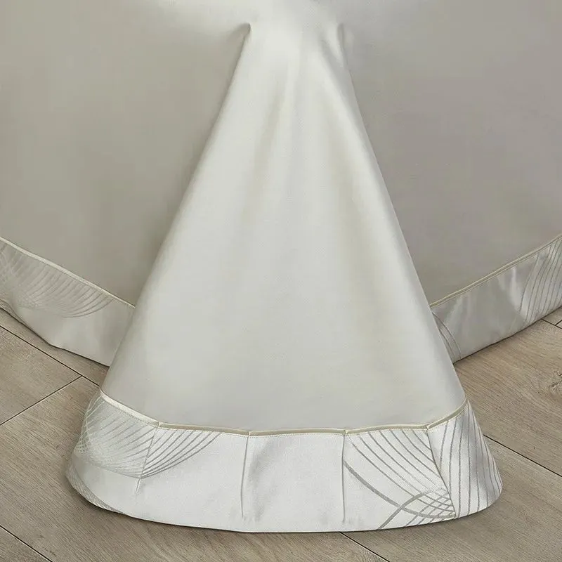 Silk-Like Satin 4-Piece Duvet Cover Set with Double Stitching & Pillowcases