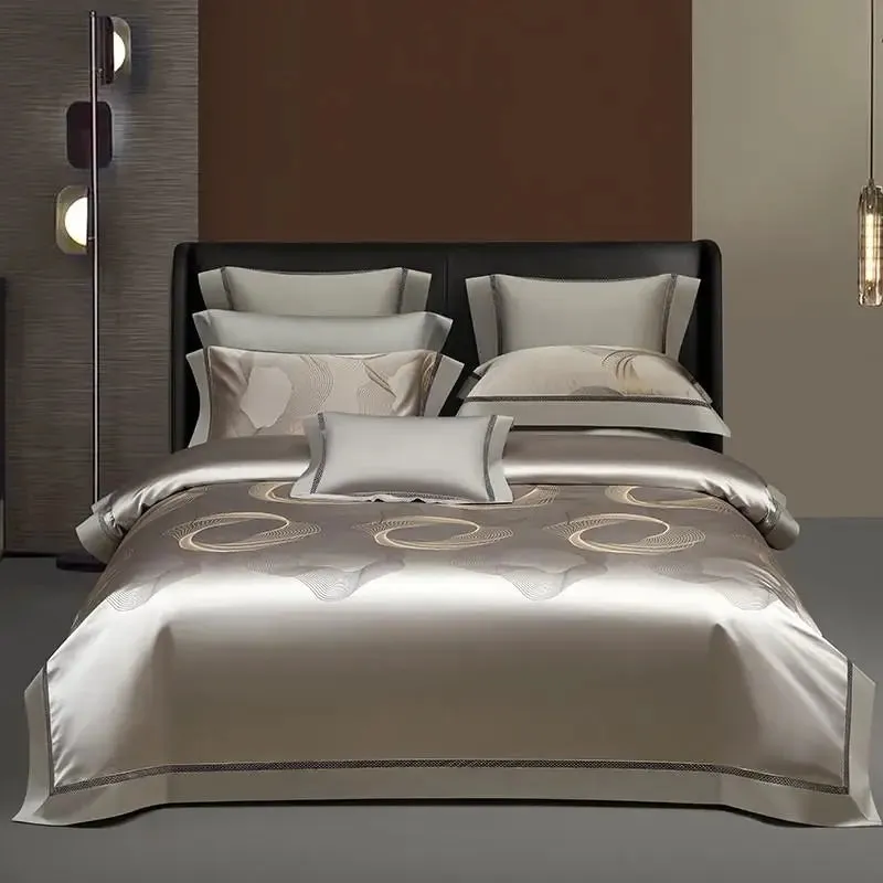Silk-Like Satin 4-Piece Duvet Cover Set with Double Stitching & Pillowcases