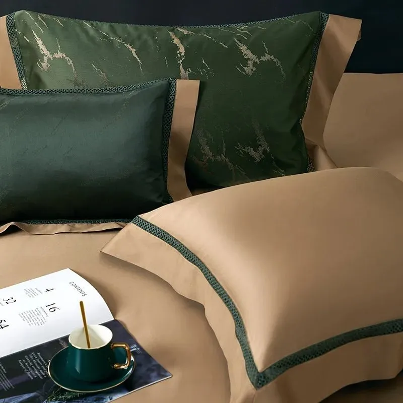 Silk-Like Satin 4-Piece Duvet Cover Set with Double Stitching & Pillowcases