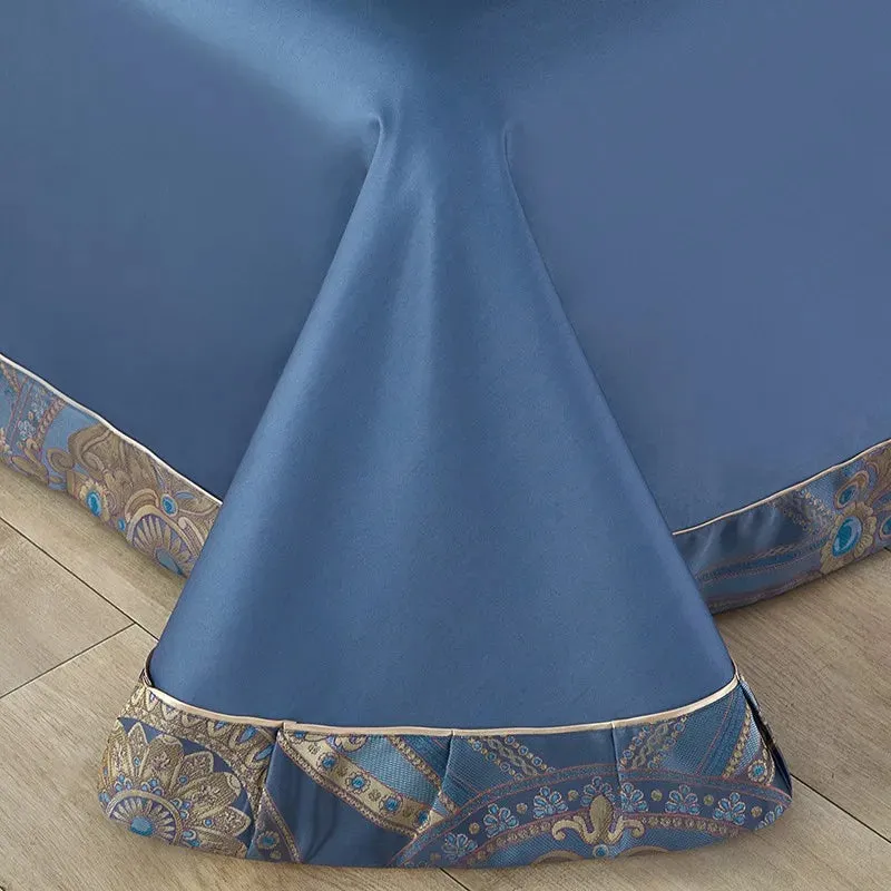 Silk-Like Satin 4-Piece Duvet Cover Set with Double Stitching & Pillowcases