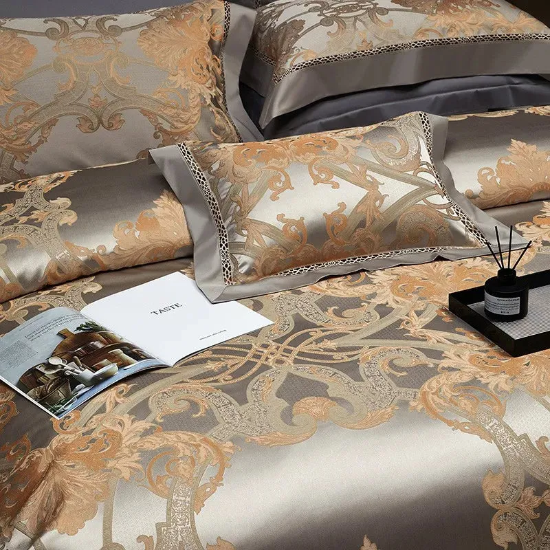 Silk-Like Satin 4-Piece Duvet Cover Set with Double Stitching & Pillowcases