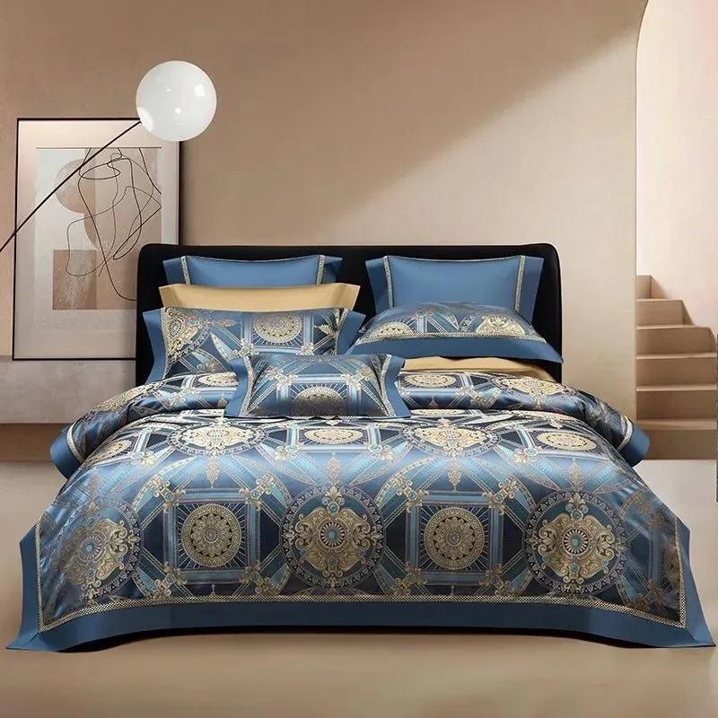Silk-Like Satin 4-Piece Duvet Cover Set with Double Stitching & Pillowcases