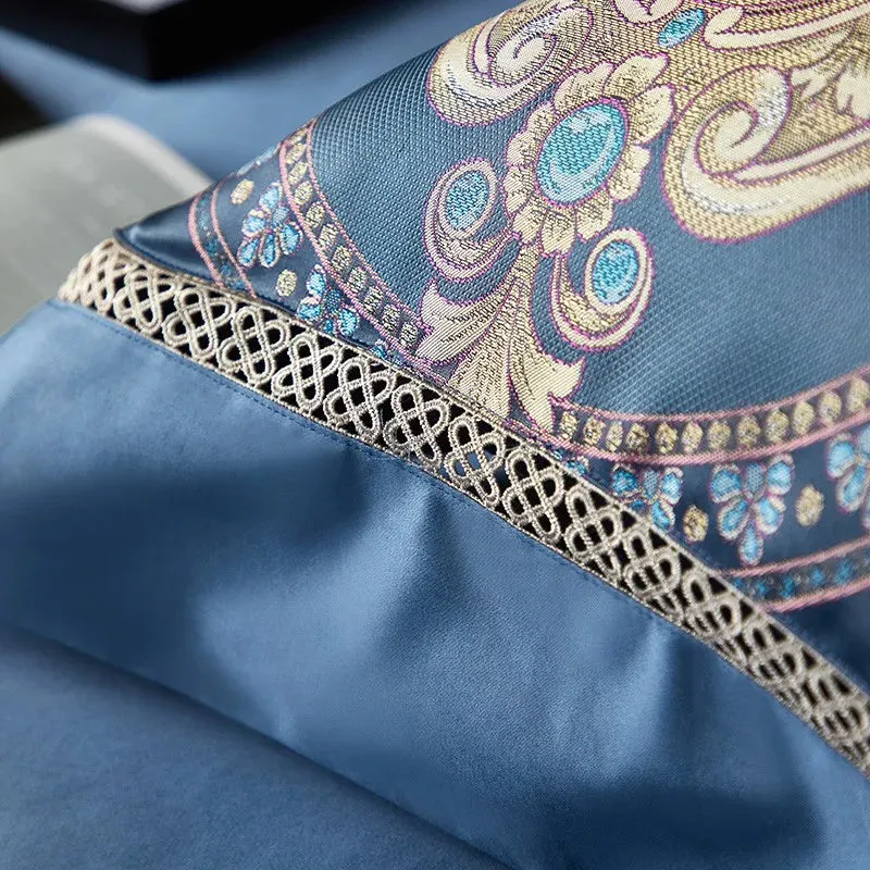 Silk-Like Satin 4-Piece Duvet Cover Set with Double Stitching & Pillowcases