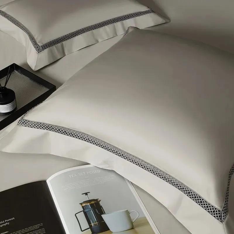 Silk-Like Satin 4-Piece Duvet Cover Set with Double Stitching & Pillowcases