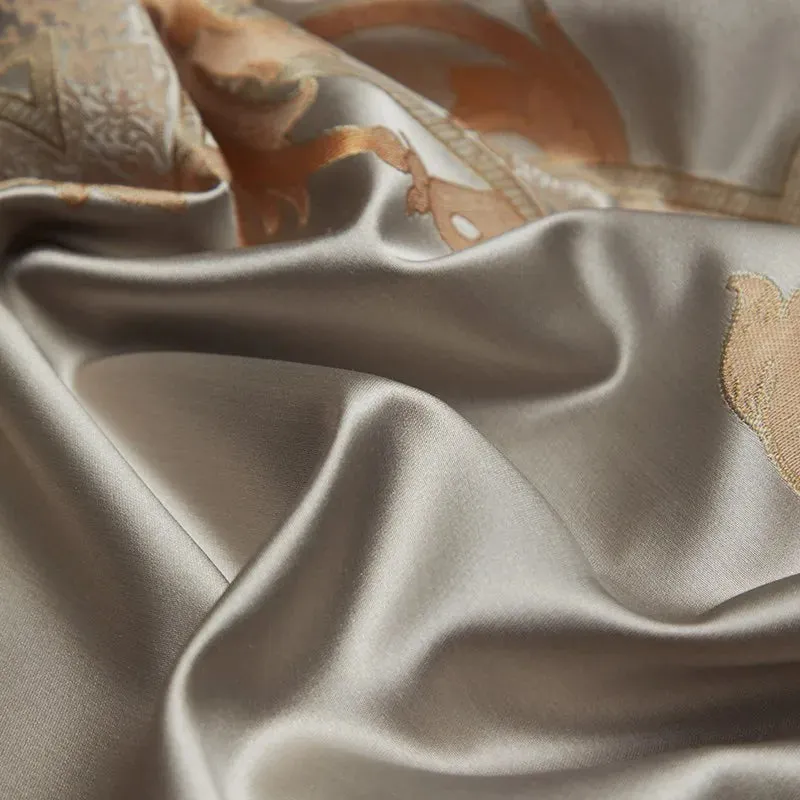 Silk-Like Satin 4-Piece Duvet Cover Set with Double Stitching & Pillowcases
