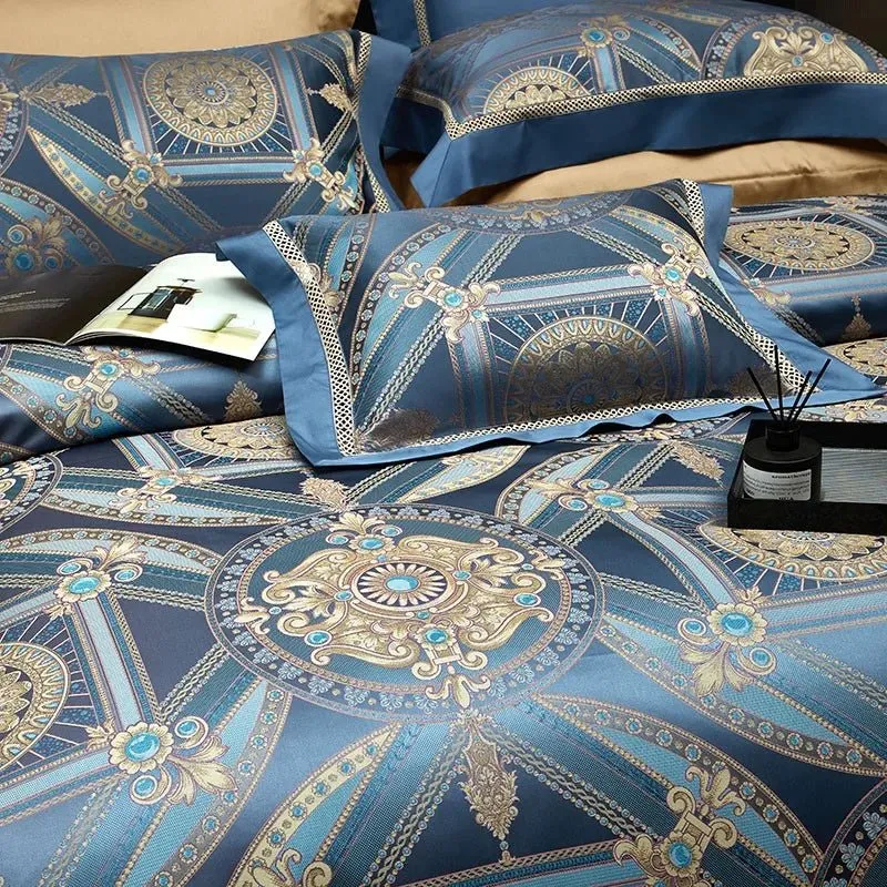 Silk-Like Satin 4-Piece Duvet Cover Set with Double Stitching & Pillowcases
