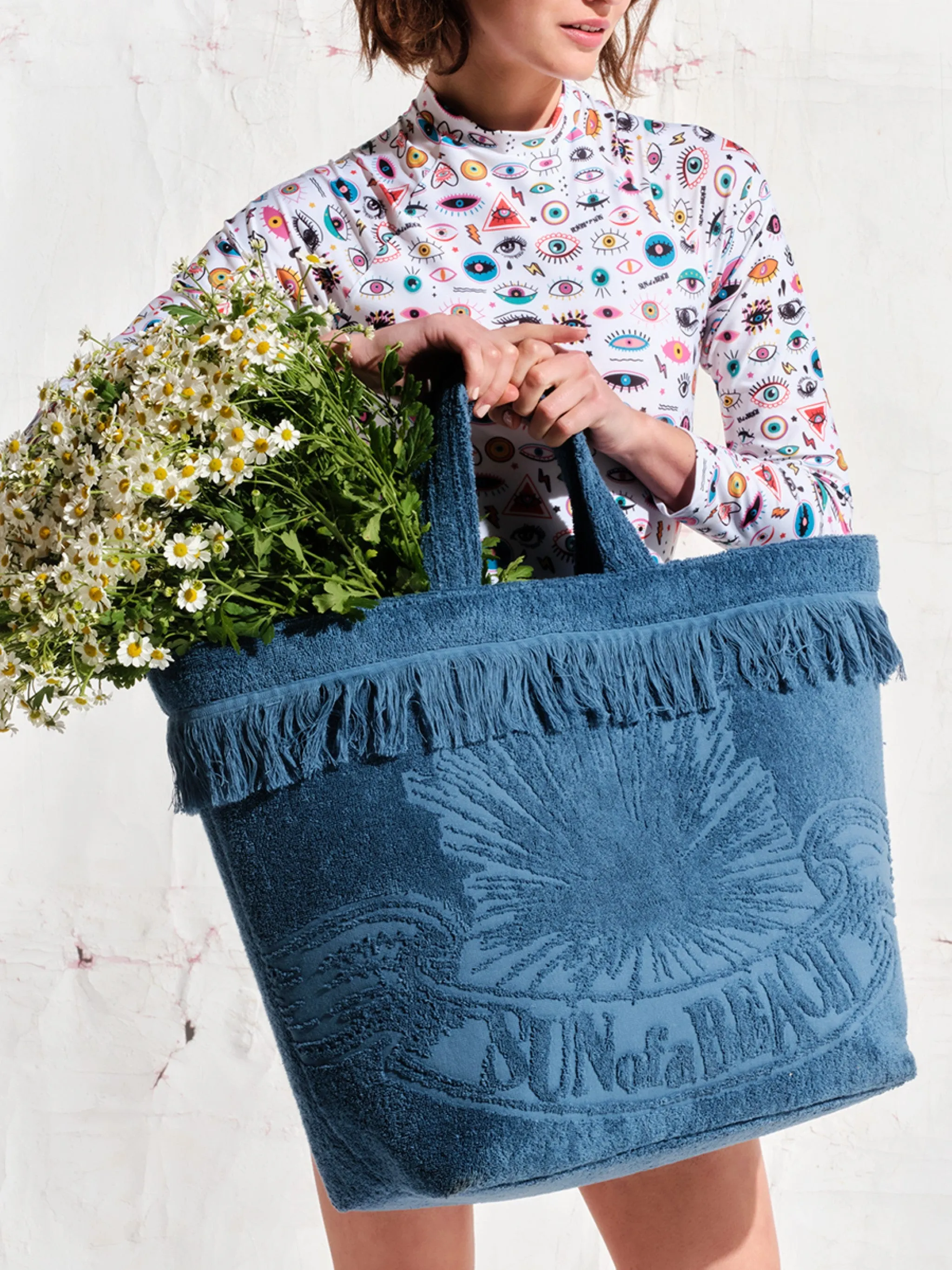 Starry Eyes Blue | Oversized Beach Bag