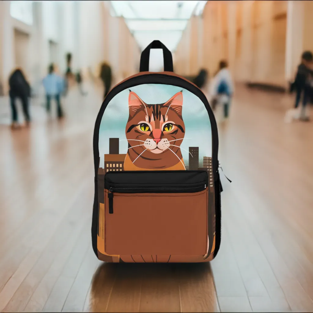 Urban Tabby Cat, Backpack with Computer Pocket and Padded Back