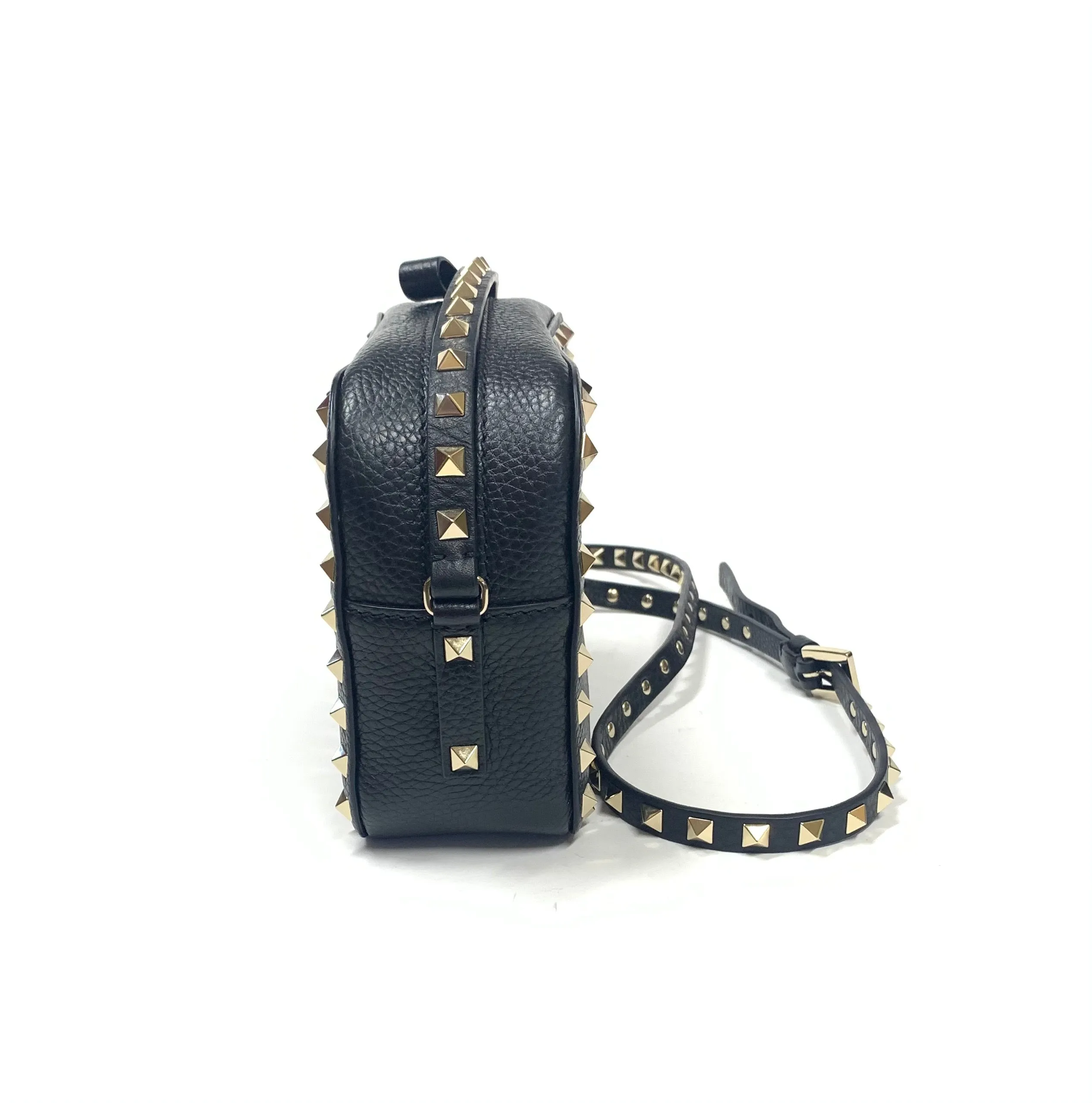 VALENTINO GARAVANI ROCKSTUDS ROLLING CAMERA CROSSBODY GRAINY CALFSKIN HANDBAG