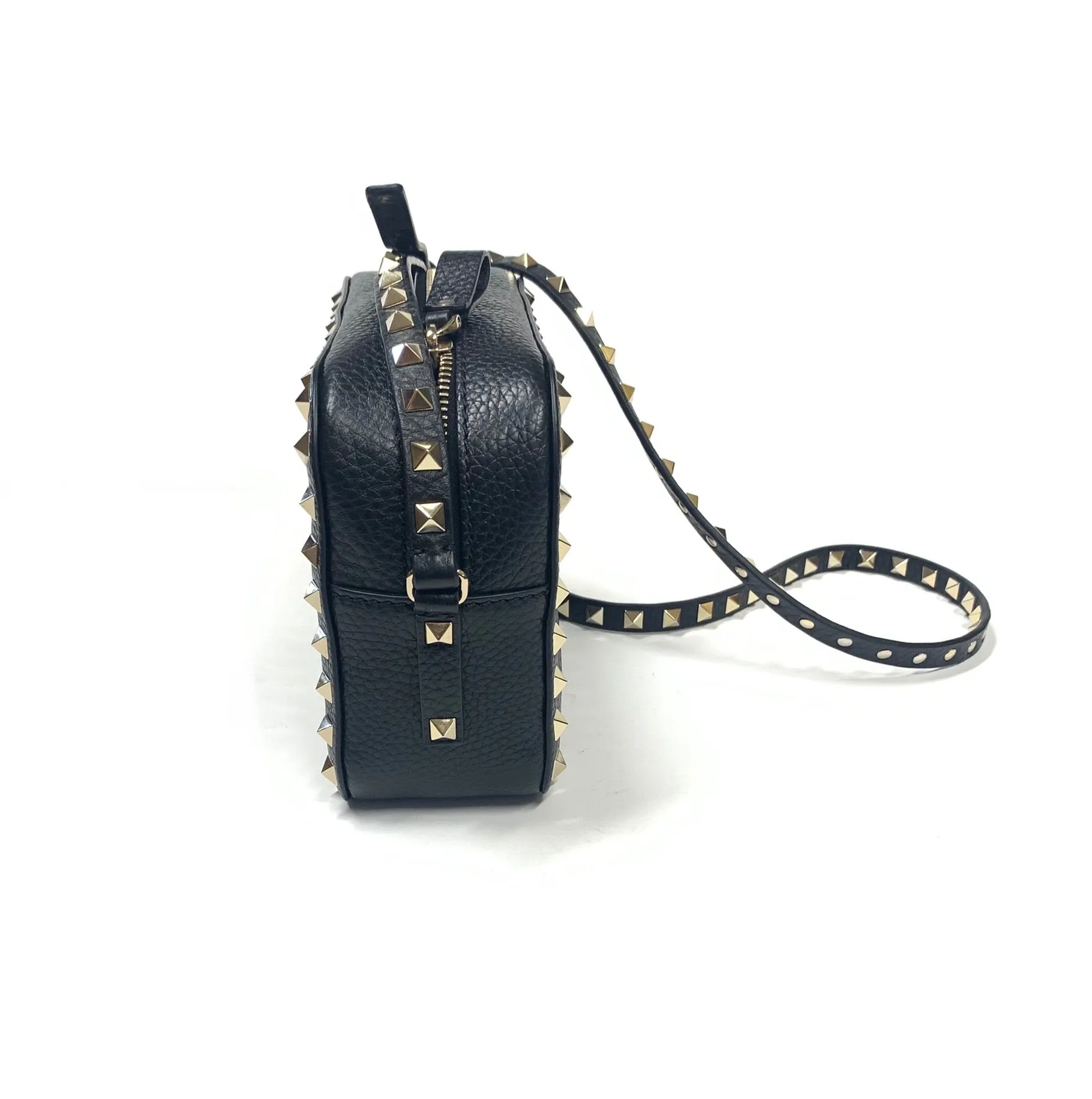 VALENTINO GARAVANI ROCKSTUDS ROLLING CAMERA CROSSBODY GRAINY CALFSKIN HANDBAG