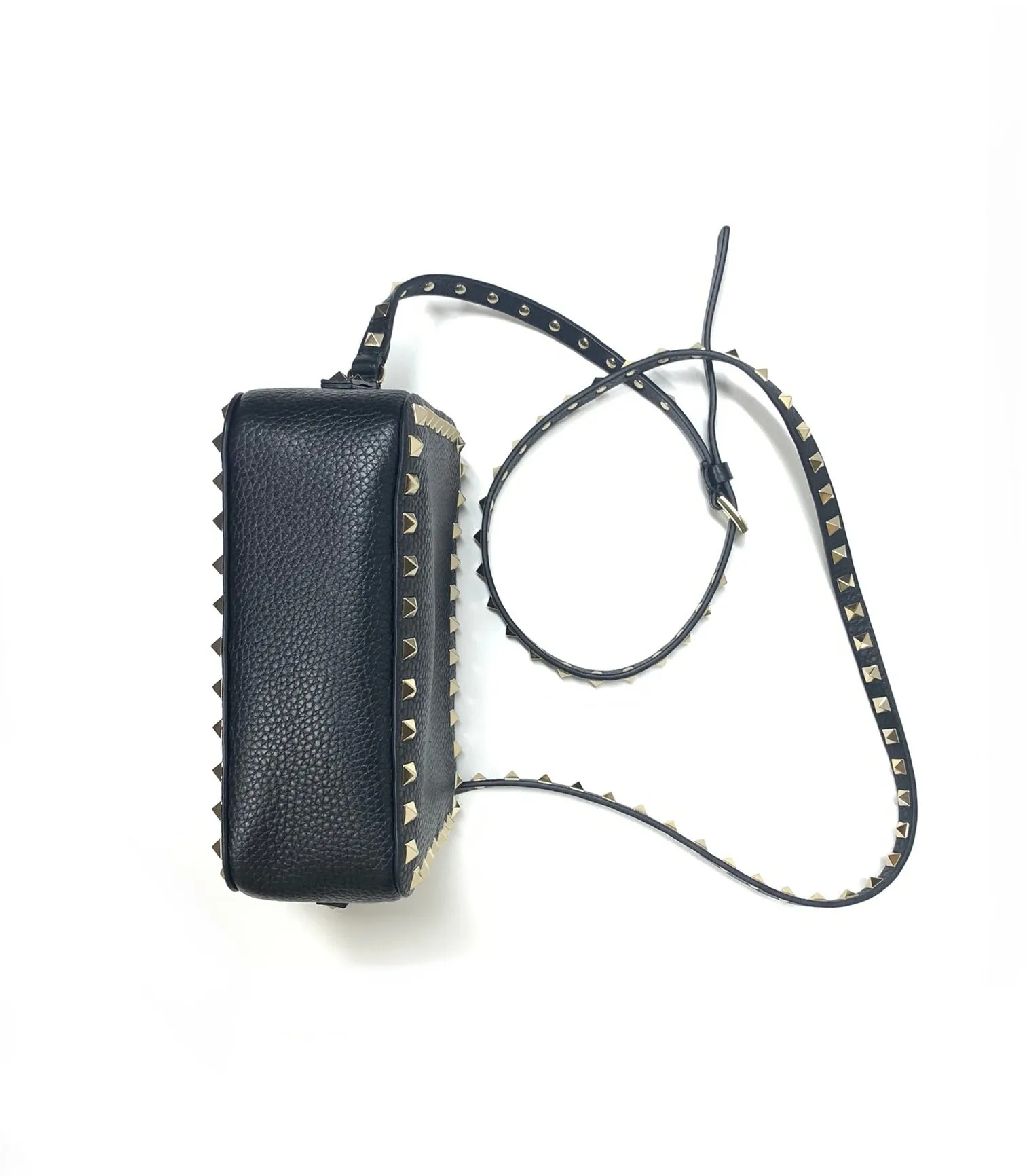 VALENTINO GARAVANI ROCKSTUDS ROLLING CAMERA CROSSBODY GRAINY CALFSKIN HANDBAG