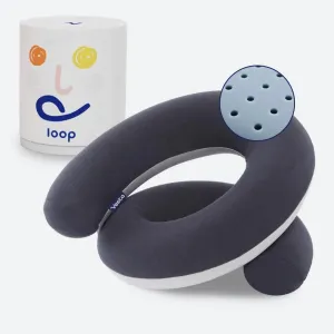 Vesta Travel Pillow | Spiral Wrapping Design, Easy Support Customization for Head, Neck and Chin, Airplane Travel Kit, Storage Bag, Space Grey