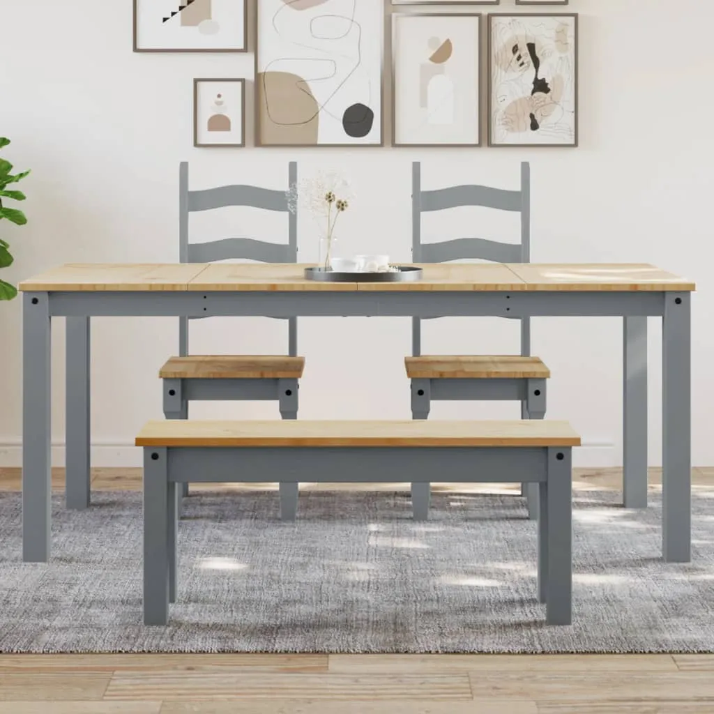vidaXL Solid Pine Wood Dining Table in Panama Grey - 180x90x75 cm | Minimalist Design, Rustic Charm, Durable Quality