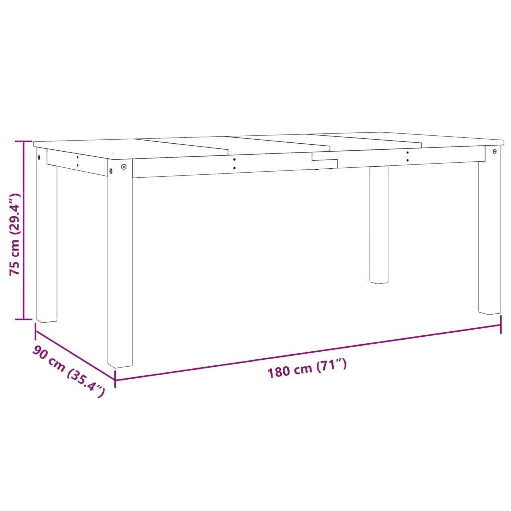 vidaXL Solid Pine Wood Dining Table in Panama Grey - 180x90x75 cm | Minimalist Design, Rustic Charm, Durable Quality