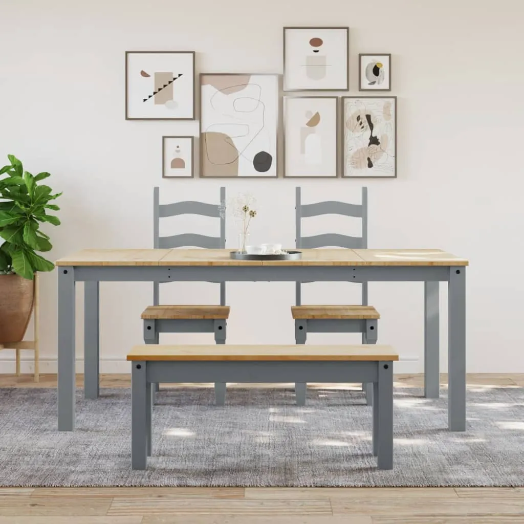 vidaXL Solid Pine Wood Dining Table in Panama Grey - 180x90x75 cm | Minimalist Design, Rustic Charm, Durable Quality