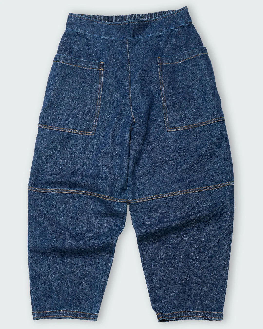 Waste Yarn Denim Cropped Barrel Leg Jeans