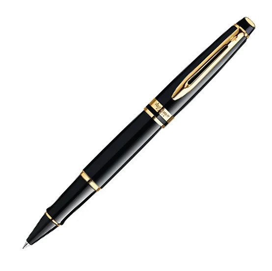 Waterman Expert Black Lacquer Gold Trim Rollerball