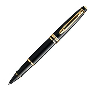Waterman Expert Black Lacquer Gold Trim Rollerball