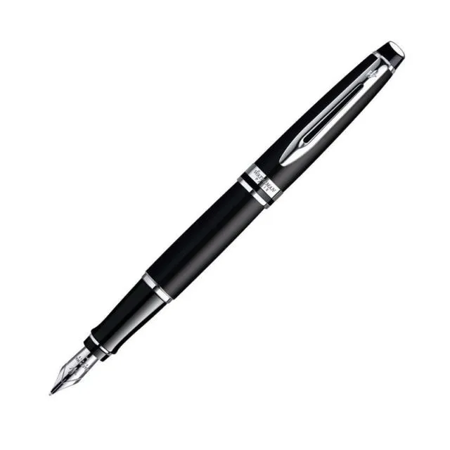 Waterman Expert Fountain Pen - Black   Chrome Trim - Medium