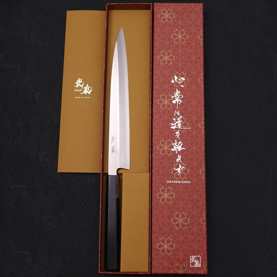 Yanagiba Silver Steel #3 Kasumi Buffalo Ebony Handle 240mm
